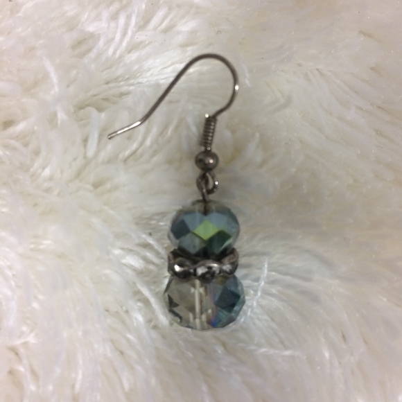 Iridescent Crystal & Rhinestone Drop Hook Earrings - Picture 4 of 7